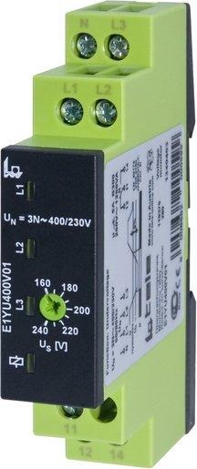 Spannungsüberwachungsrelais E1YU400V01 3-phasig gegen N 1 Wechsler 