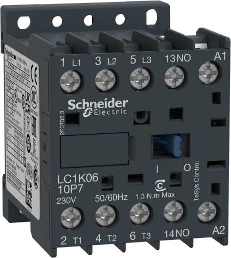 Leistungsschütz AC-schaltend 3P. 230V 1S 6A 2 2KW LC1-K0610P7 