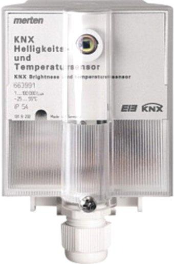 KNX Helligkeits- und Temperatursensor lichtgrau 