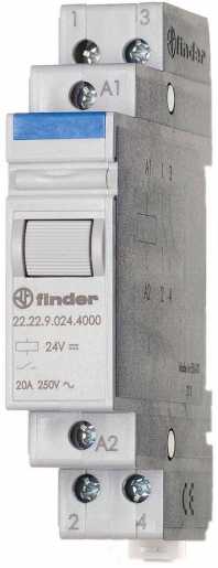 Installationsrelais für DIN-Schiene 2S 20A Prüftaste 12 VDC Serie 22 