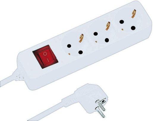 Tischverteiler 3-fach mit Schalter 1,4 m weiß 