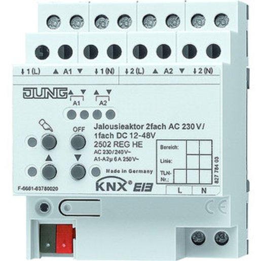 KNX Jalousieaktor 2-fach AC 230 V 1-fach DC 24 V Handbedienung 