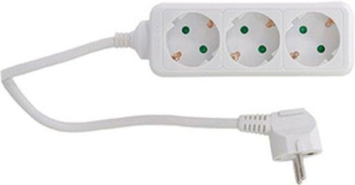 Tischverteiler 3-fach erhöh. Berührungsschutz 1,4 m weiß 