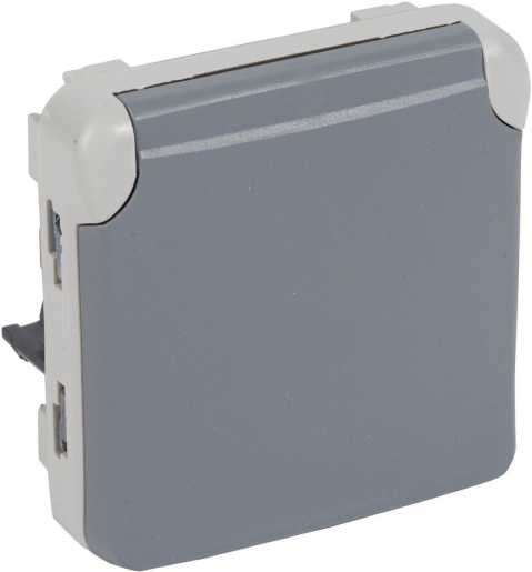 Steckdose (SL) 1-fach IP44 Feuchtraum Modular Plexo 55 grau 