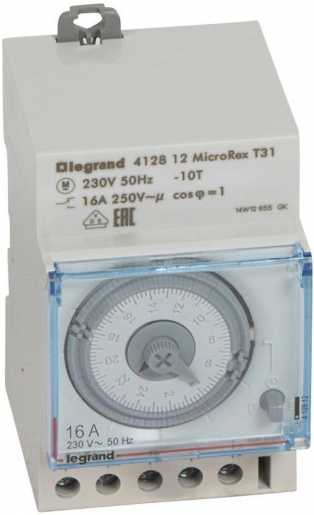 Tageszeitschaltuhr analog ohne Gangreserve MicroRex T31F 230V 50Hz 1Kanal 3TE 