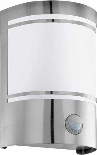 Wandleuchte E27 1x60W Edelstahl / Glas CERNO mit Bewegungsmelder 