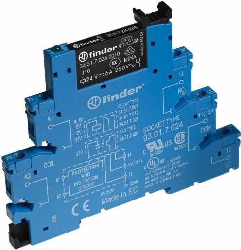 Koppelrelais für DIN-Schiene Schraubklemmen 1W/6A 240V AC Serie 38 