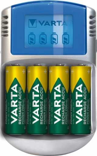 Ladegerät LCD 2 h Charger inkl. 4xAA 2600 mAh + 12 Volt + USB Kabel 