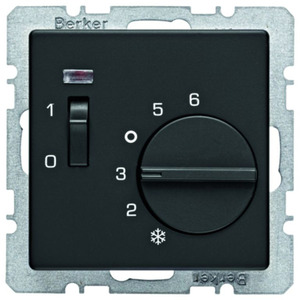 Raumtemperaturregler mit Schalter/Öffner 230 V schwarz matt 