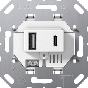 USB-Spannungsvers. 2-fach Typ A/C Einsatz Weiß 