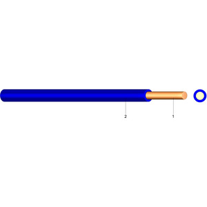 Halogenfreie Aderleitung Cca 70°C 2,5mm² eindrähtig blau 100m Bund 
