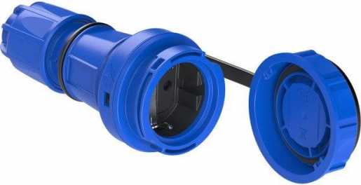 Schutzkontakkuplung druckwasserdicht blau 