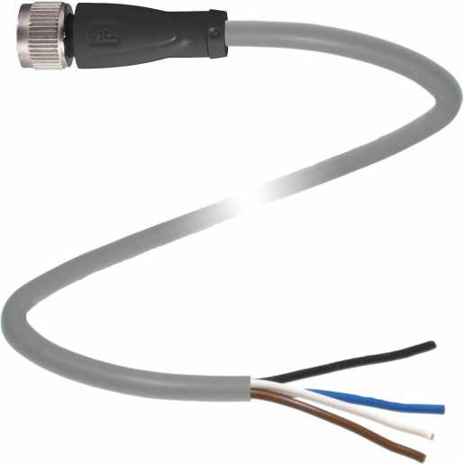 Kabeldose M12 gerade Bauform 4-polig 10 m PUR Kabel offenes Ende 