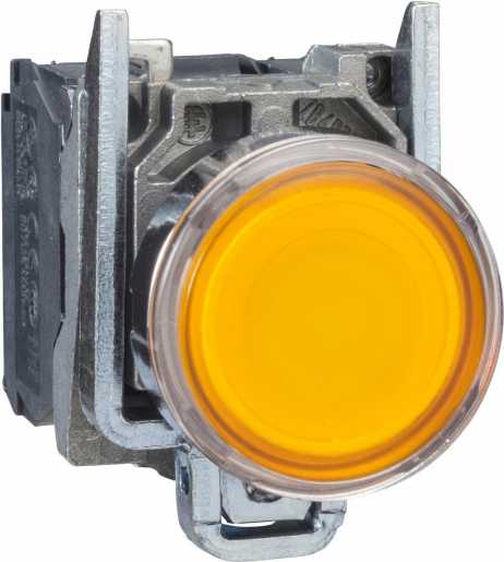 Leuchtdrucktaster gelb flach 1S+1Ö tastend +LED 24V AC/DC 