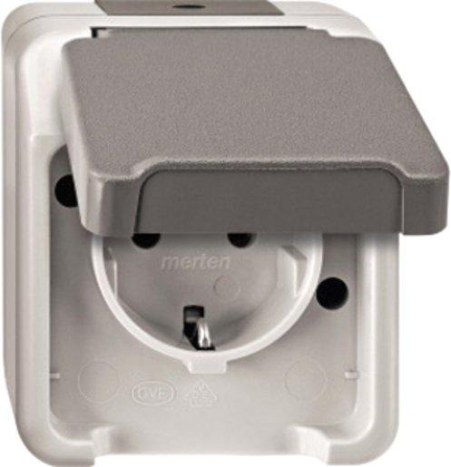 Schuko - Steckdose 16 A AC 250 V DIN 49440 lichgrau Aquastar 