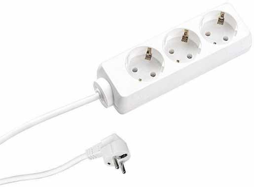 Steckdosenleiste SELLY 3-fach mit Winkelstecker 3,0 m weiß 