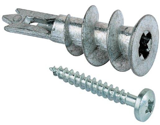Metall-Gipskartondübel GKM 12 mit Linsensenkkopf-Spanplattenschraube 