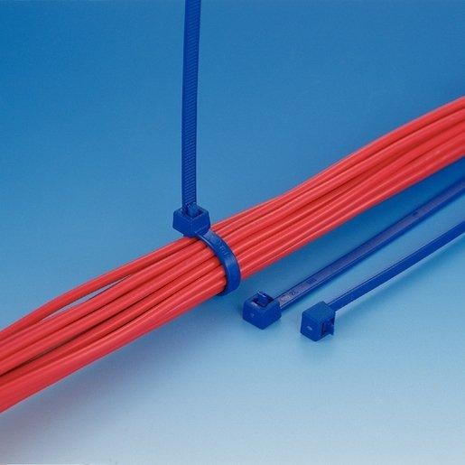 Kabelbinder innenverzahnt mit Metallanteil 250x4,6 blau 