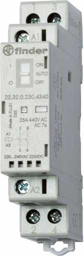 Installationsschütz 25A max. Dauerstrom 2 S / 230 V AC Serie 22 