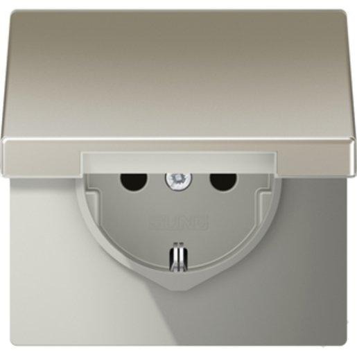 SCHUKO Steckdose 16 A 250 V AC~ mit Klappdeckel Edelstahl 