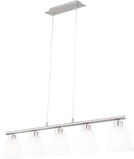 ILLIMANI Hängeleuchte 5 x E14 40W nickel matt alabaster Optik 
