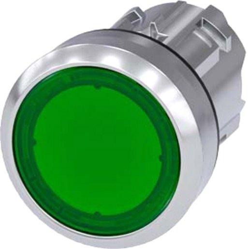 LeuchtDrucktaster 22mm rund MET Hochglanz grn Druckknopf flach tastend 