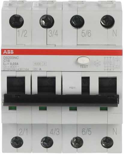 FI/LS Typ A 3+N-polig Charakteristik C Bemessungsstrom 16A 30mA 6kA 