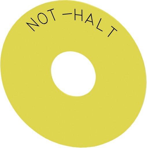 Unterlegschild Not-Halt-Pilzdrucktaster GELB Beschriftung: Not-Halt 