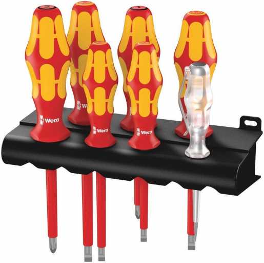 VDE-Schraubendrehersatz mit Spannungsprüfer 7-tlg. mit PZ 1 + PZ 2 