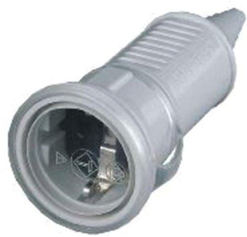 Schuko-Kupplung grau 16A 2p+E 230V IP44 