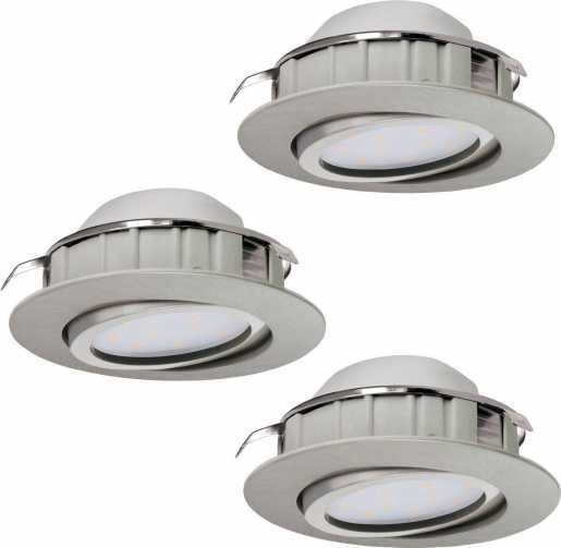 3 x Einbauspot PINEDA 1x6W LED 3000K Ø84 dimmbar nickel-matt 
