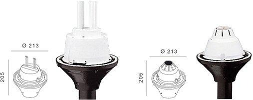 Grundplatte anthrazit und Sockelhalter 1xA60 E27 max 100W 