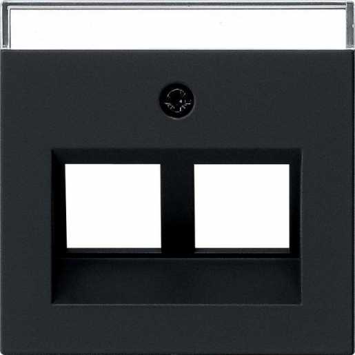 Abdeckung 30° mit Beschriftungsfeld f. Tragring MJ 2-fach System 55 schwarz matt 