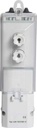 Erdkabel-Übergangskasten LAK 75/2 D02 2xDO1 (E14) ohne Sicherungsmaterial grau 