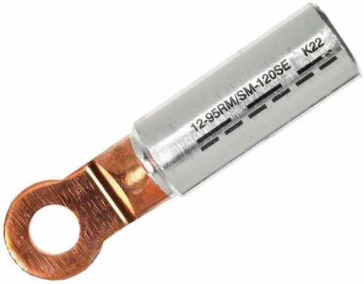 Al/Cu Presskabelschuh DIN 46329 120 mm² rm/sm 150 mm² se M10 blank 