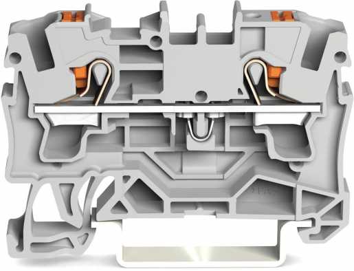2-Leiter-Durchgangsklemme mit Drücker 4 mm² mit Prüföffnung grau 