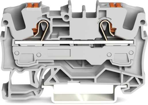 2-Leiter-Durchgangsklemme mit Drücker 6 mm² mit Prüföffnung grau 
