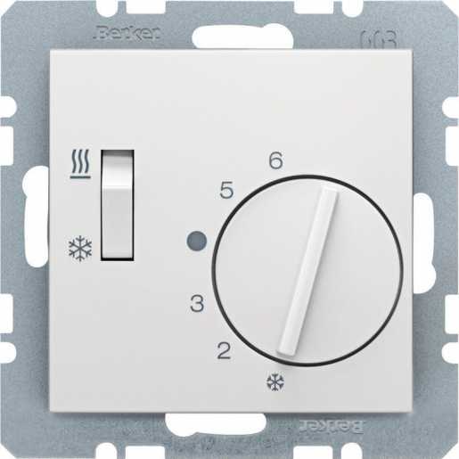 Raumtemperaturregler, Wechsler mit Schalter Heizen/Kühlen,S.1/B.3/B.7, hellweiß 