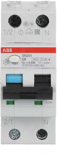 FI/LS Typ A 1+N-polig Charakteristik C Bemessungsstrom 6A 30mA 6kA 