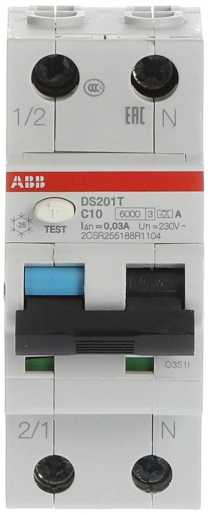 FI/LS Typ A 1+N-polig Charakteristik C Bemessungsstrom 10A 30mA 6kA 