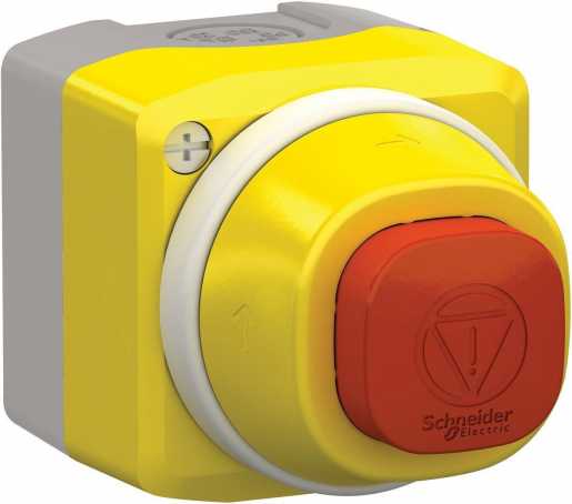 Not-Aus / Not-Halt im Gehäuse 2 LEDs weiß/rot 24V 1S 1Ö - beleuchtbar 
