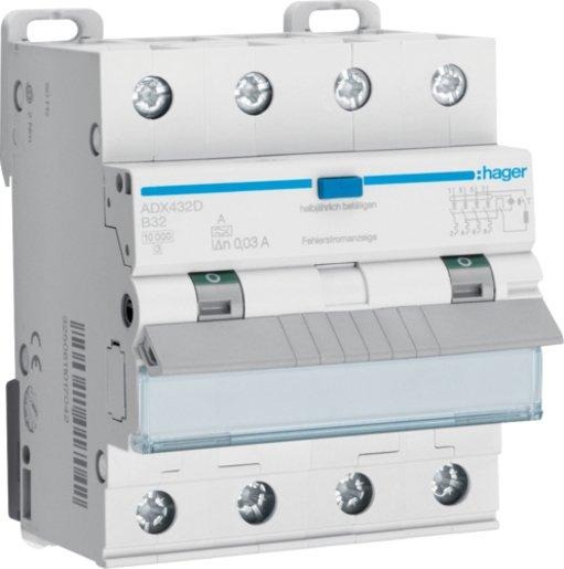 Fehlerstrom-Leistungsschalter 4-polig 10kA B-32A 30mA Typ A 