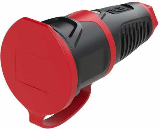 Taurus2 Vollgummikupplung mit Deckelband schwarz/rot 16A IP54 