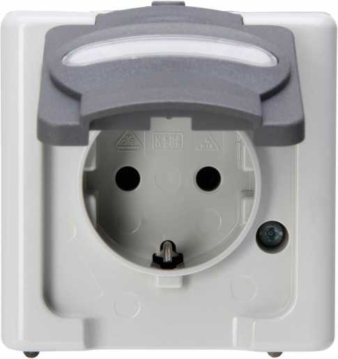 BLUE ELECTRIC Schutzkontakt-Steckdose mit Klappdeckel Farbe grau 