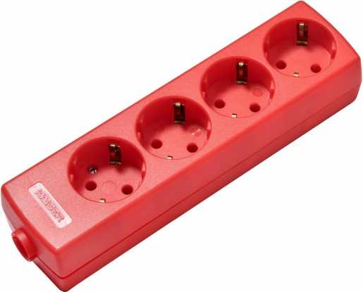 Tischverteiler ohne Kabel 4-fach rot 45° gedreht 
