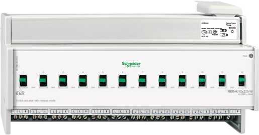Schaltaktor REG-K/12x230/16 mit Handbetätigung - lichtgrau 