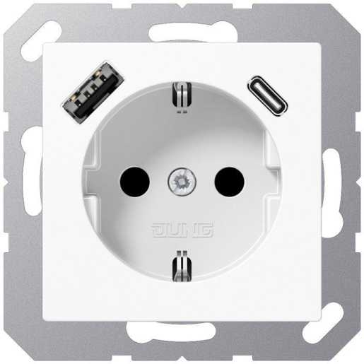 SCHUKO Steckdose mit USB-Ladegerät alpinweiß 