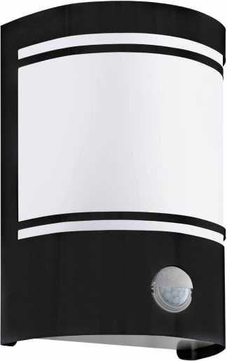 CERNO Wandleuchte E27 1x40W Stahl / Glas schwarz IP44 mit Bewegungsmelder 