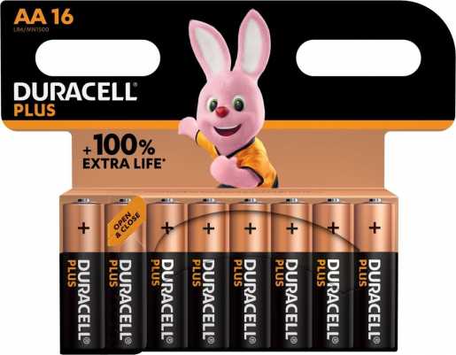 Duracell Plus Alkaline-Batterien 16AA Click-Pack 16 Stück 