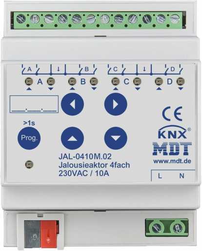 Jalousieaktor 4-fach mit Fahrzeitmessung 4TE REG 10A 230VAC 